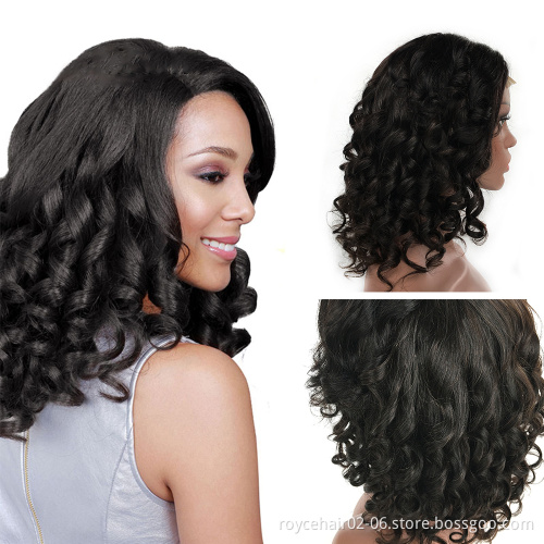 Crochet Braid Hair Wig 100% Peruvian Raw Human Hair P4/27 Short Bouncy Curly Transparent 13x1 Swiss Lace Front Wig For Women